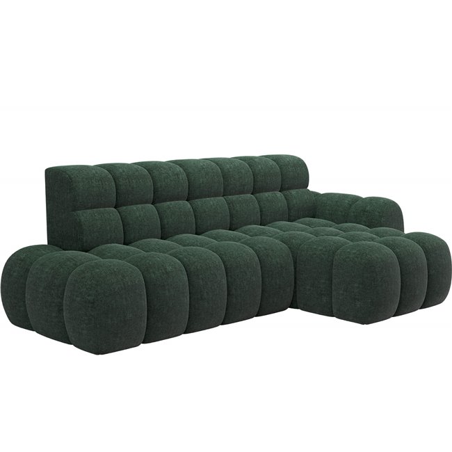 Corner sofa Eleedro R, electrically extendable, Amore 35, boucle, green, H98x283x165cm