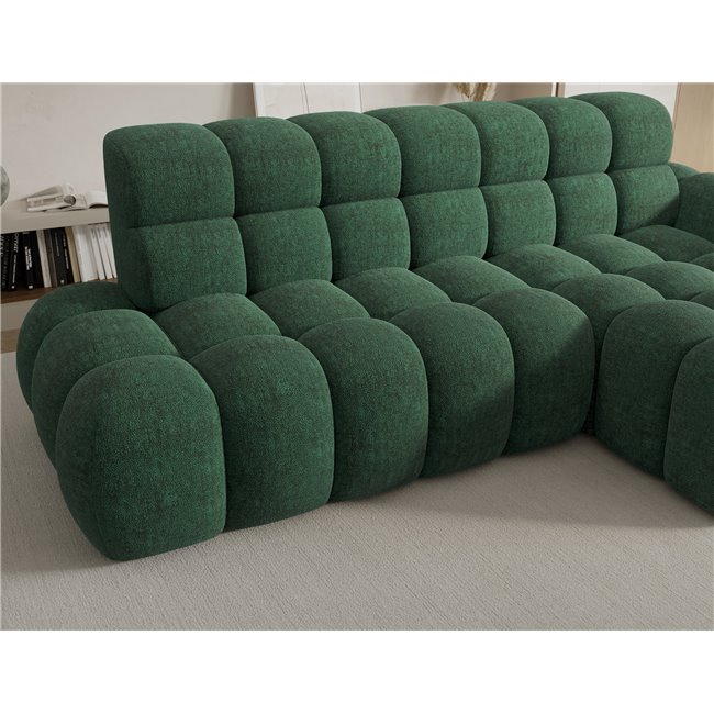 Corner sofa Eleedro R, electrically extendable, Amore 35, boucle, green, H98x283x165cm