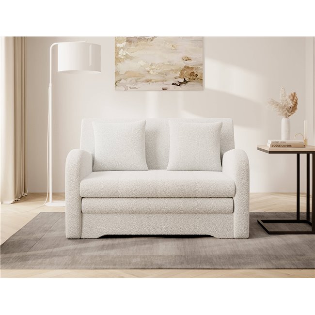 Sofa bed Elario, sleeping function, Royal 01, boucle, white, H85x130x103cm