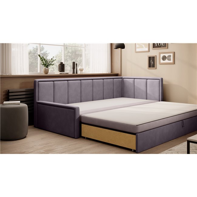 Диван-кровать Elfulgeo R, раздвижной, Poco 101, Poco 41, розовый, H77x214x82cm