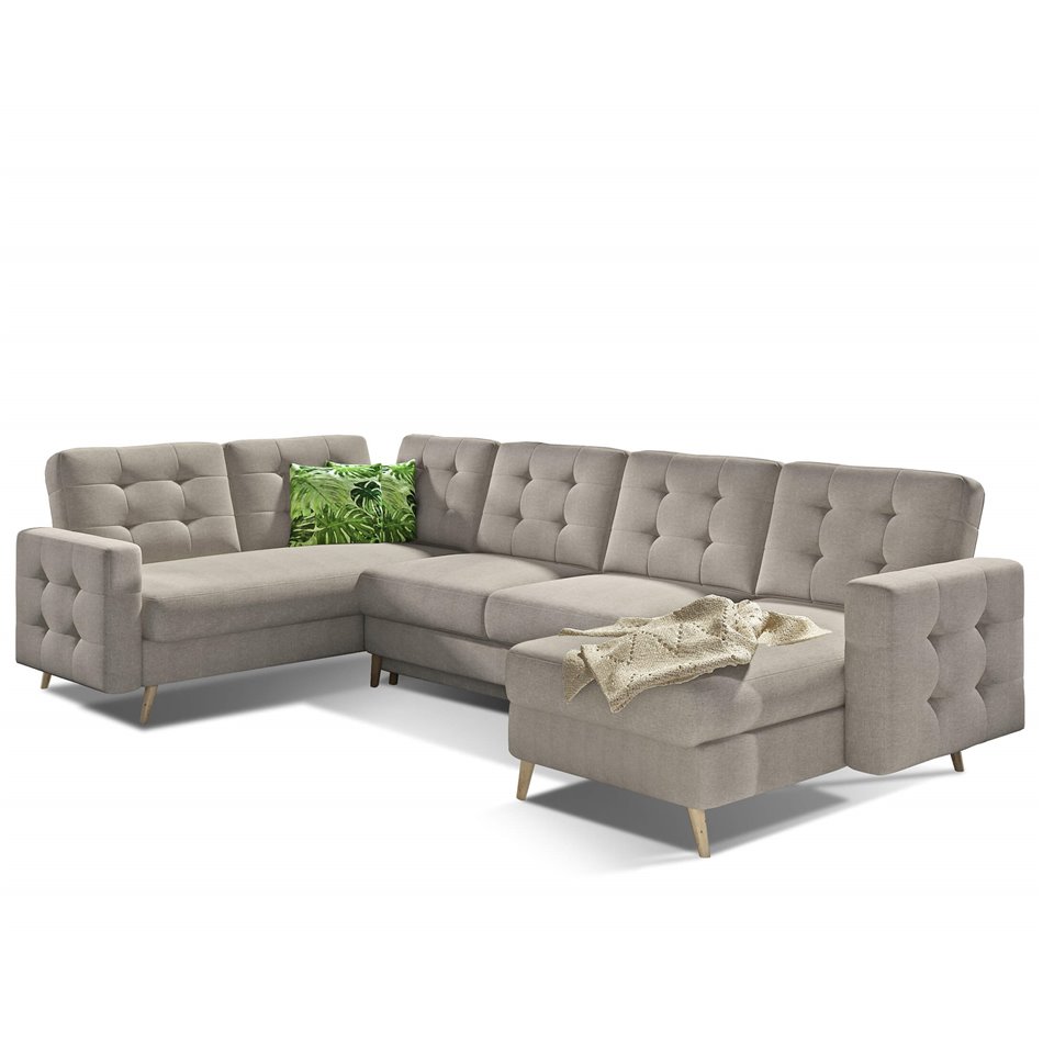 U-shaped sofa Elsgard U L/R Reversible, sleeping function, Cover 02, beige, H93x326x202cm