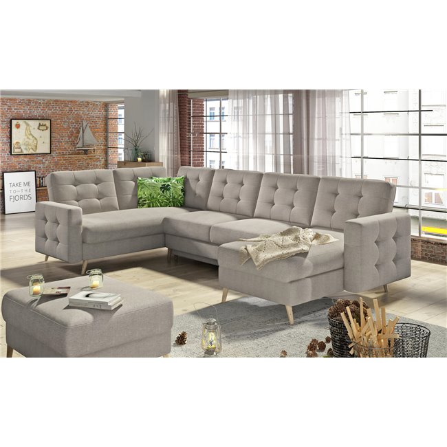 U-shaped sofa Elsgard U L/R Reversible, sleeping function, Cover 02, beige, H93x326x202cm