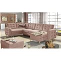 U-shaped sofa Elsgard U L/R Reversible, sleeping function, Omega 91, pink, H93x326x202cm