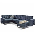U-shaped sofa Elsgard U L/R Reversible, sleeping function, Soro 76, dark blue, H93x326x202cm