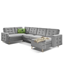 U-shaped sofa Elsgard U L/R Reversible, sleeping function, Soro 83, grey, H93x326x202cm