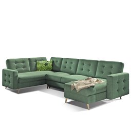 U-shaped sofa Elsgard U L/R Reversible, sleeping function, Soro 34, green, H93x326x202cm