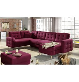 U-shaped sofa Elsgard U L/R Reversible, sleeping function, Mat Velvet 68, velvet, red, H93x326x202cm