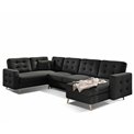 U-shaped sofa Elsgard U L/R Reversible, sleeping function, Sawana 14, black, H93x326x202cm