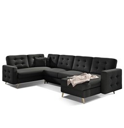 U-shaped sofa Elsgard U L/R Reversible, sleeping function, Sawana 14, black, H93x326x202cm