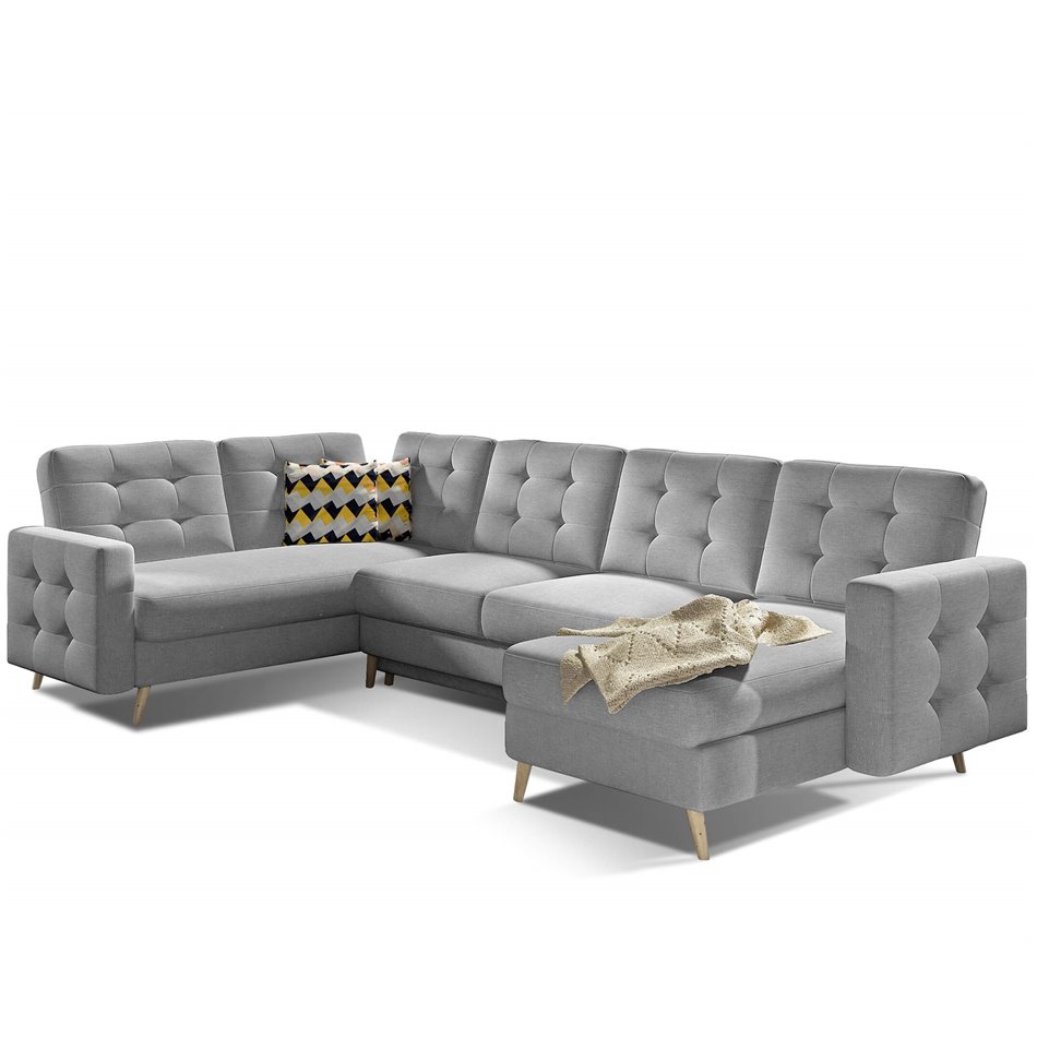 U-shaped sofa Elsgard U L/R Reversible, sleeping function, Sawana 21, grey, H93x326x202cm