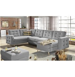 U-shaped sofa Elsgard U L/R Reversible, sleeping function, Sawana 21, grey, H93x326x202cm